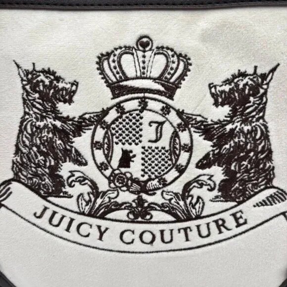 Juicy Couture Classic Scottie Dogs Tote Cream White & Chocolate Brown Bow NWT - Picture 3 of 6